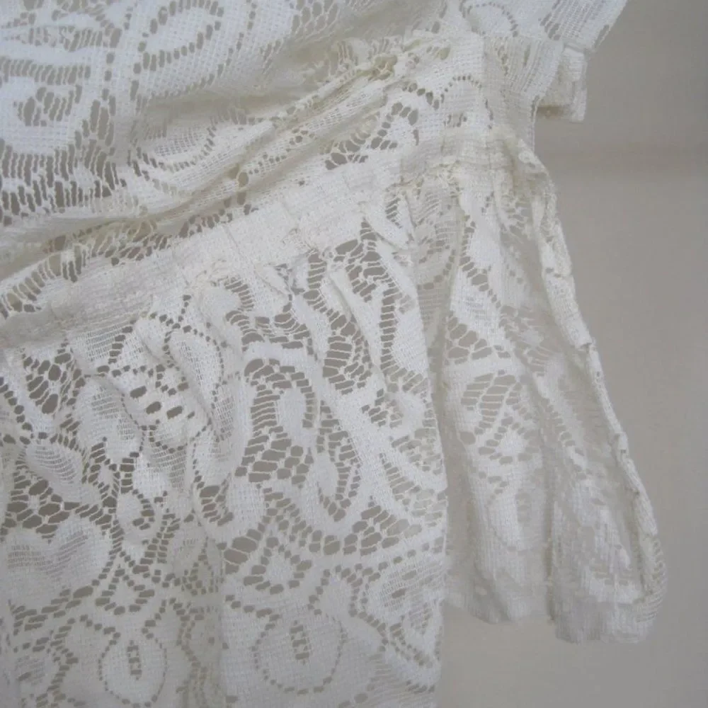 Curtain Lace Valance Floral Flowers 68 x 21 White